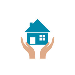 Hand holding house icon flat sign for mobile concept and web design