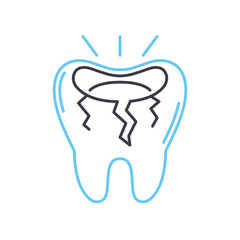tooth decay line icon, outline symbol, vector illustration, concept sign