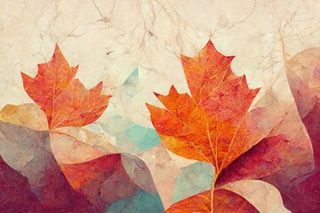 Naklejka na ściany i meble Art abstract background autumn leaves texture design with nature-inspired. 3d illustration
