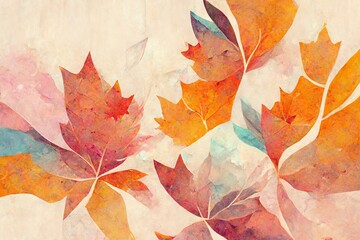 Naklejka na ściany i meble Art abstract background autumn leaves texture design with nature-inspired. 3d illustration