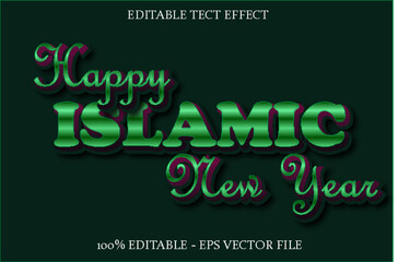 HAPPY ISLAMIC NEW YEAR editable text effect 3d emboss style design