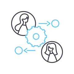 working together line icon, outline symbol, vector illustration, concept sign