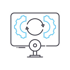 working software line icon, outline symbol, vector illustration, concept sign