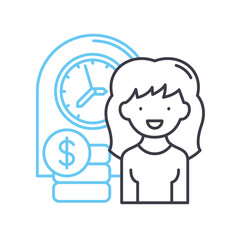 work time boundaries line icon, outline symbol, vector illustration, concept sign