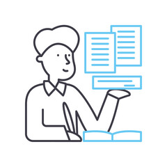 writer line icon, outline symbol, vector illustration, concept sign