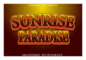 SUNRISE PARADISE editable text effect 3d emboss style design
