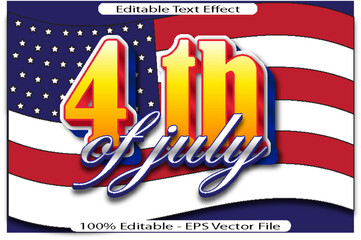 Naklejka premium 4 TH OF JULY editable text effect 3d emboss style design