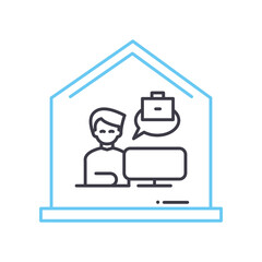 work from home line icon, outline symbol, vector illustration, concept sign
