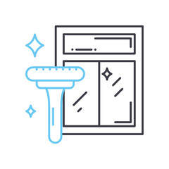 window cleaning line icon, outline symbol, vector illustration, concept sign