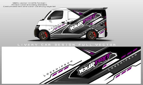 van decal design vector. Graphic abstract stripe racing background kit designs for wrap vehicle, race car, rally, adventure and livery