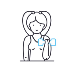 women fitness line icon, outline symbol, vector illustration, concept sign