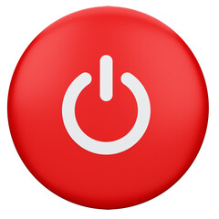 red power button on transparent background. 3D Illustration