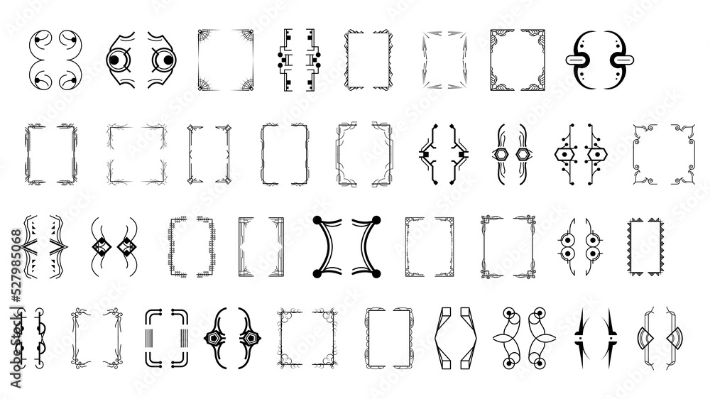 Poster set black simple line collection different doodle brackets, parentheses, braces elements vector desi