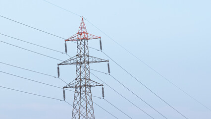 high voltage towers pylon, front view