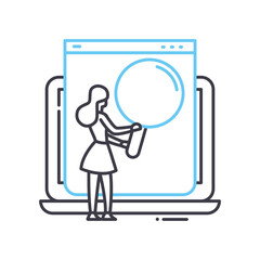 website keywording line icon, outline symbol, vector illustration, concept sign