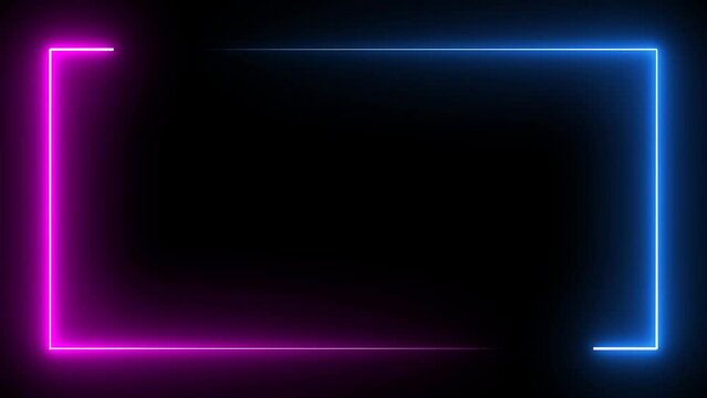 Abstract light neon frame on black background. laser show looped animation. Use for party and product show. 4K video
