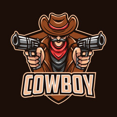 Cowboy With Guns Mascot Logo
