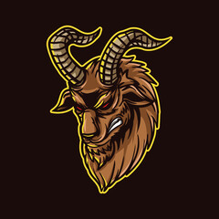 Angry Goat Head Mascot Illustration