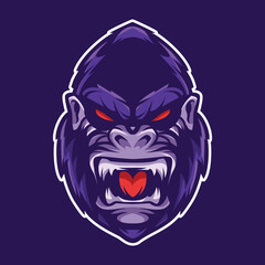 Angry Gorilla Head Mascot Illustration