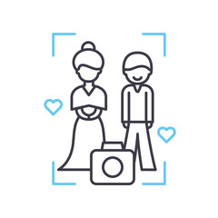 wedding photography line icon, outline symbol, vector illustration, concept sign