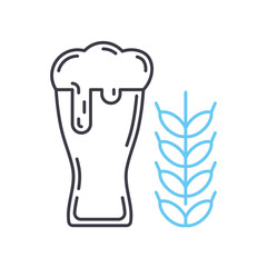 wheat beer glass line icon, outline symbol, vector illustration, concept sign