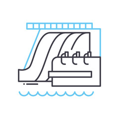 water power line icon, outline symbol, vector illustration, concept sign