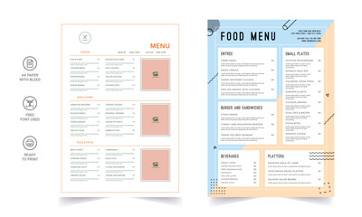 Restaurant menu template. social media marketing web banner template design. healthy food business online promotion flyer with abstract background, logo and icon. Sale cover.