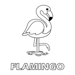 Coloring page flamingo, part of the animal coloring book. Coloring flamingos at the same time can be used for animal recognition