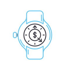 watch line icon, outline symbol, vector illustration, concept sign