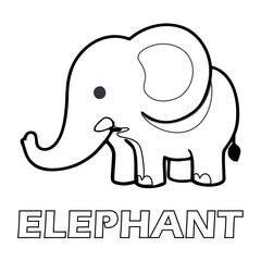 Elephant coloring page, part of animal coloring book. Coloring the elephant at the same time can be used for animal recognition