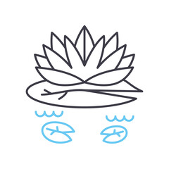 water lilies line icon, outline symbol, vector illustration, concept sign