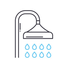 water shower line icon, outline symbol, vector illustration, concept sign