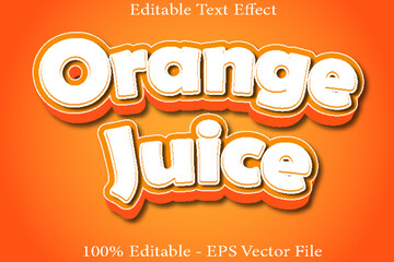 Orange Juice editable text effect 3d emboss style design