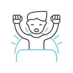 waking up early line icon, outline symbol, vector illustration, concept sign