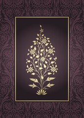 wedding card design, paisley floral pattern , India	