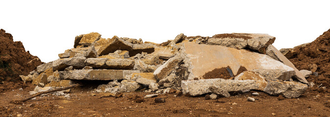 Isolate Ruins, many old concrete blocks which have been demolished and demolished roads for...