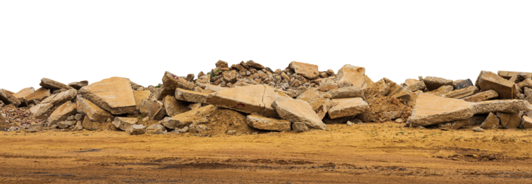 Isolate Ruins, many old concrete blocks which have been demolished and demolished roads for renovation and dumped on the ground to prepare for filling the area of rivers and canals common in rural.