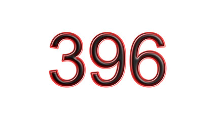 red 396 number 3d effect white background