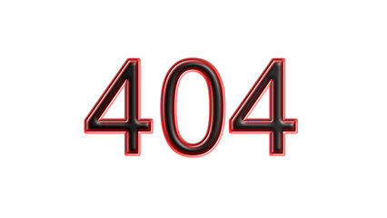 red 404 number 3d effect white background