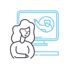 video chat line icon, outline symbol, vector illustration, concept sign