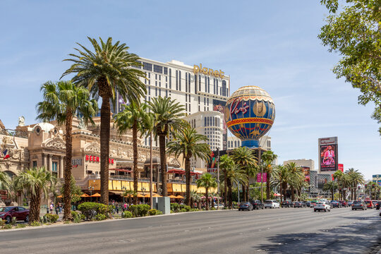 replica of the balloon of the brothers Montgolfier at the Paris Paris casino and hotel at the strip in Las Vegas..