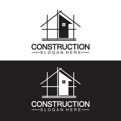 Construction, home repair, and Building Concept Logo Design, Home building Construction vector logo template