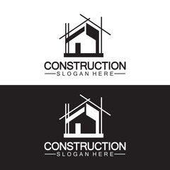 Construction, home repair, and Building Concept Logo Design, Home building Construction vector logo template