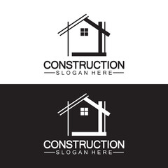Construction, home repair, and Building Concept Logo Design, Home building Construction vector logo template