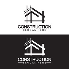 Construction, home repair, and Building Concept Logo Design, Home building Construction vector logo template