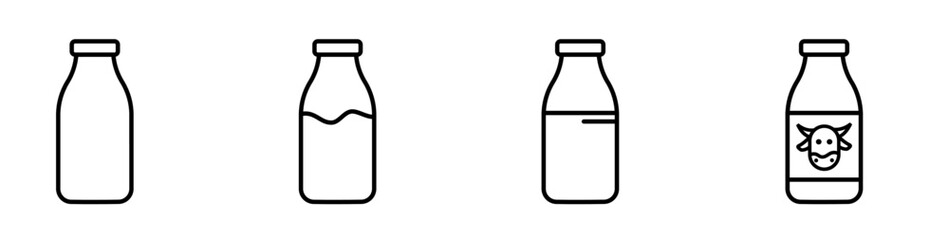 Milk bottle - vector icon set