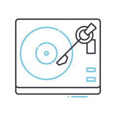 vinyl record player line icon, outline symbol, vector illustration, concept sign