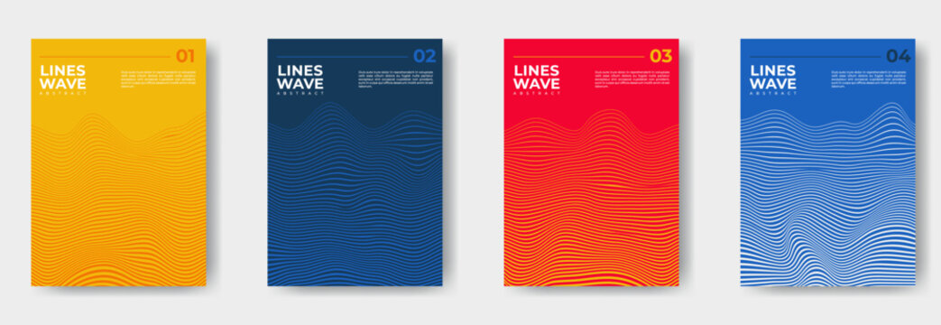 print poster set wavy lines abstract colorful