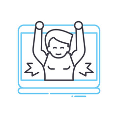 virtual trainer line icon, outline symbol, vector illustration, concept sign