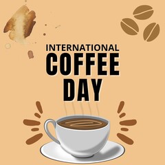 Creative illustration design for social media templates to celebrate International Coffee Day on October 1. This design is also suitable for graphic resources.